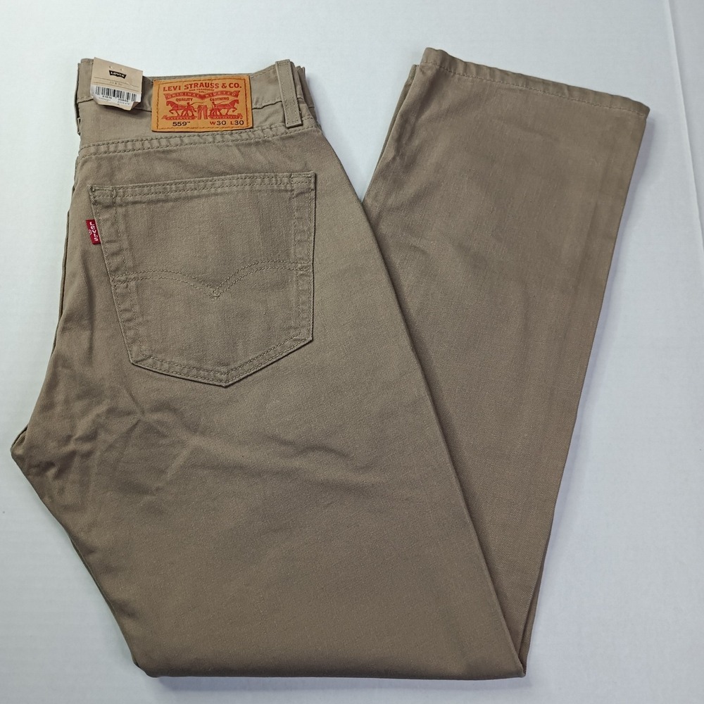 Levi's 559 Relaxed Straight Jeans Mens Sz 30x30 Beige Cotton Loose Through Thigh